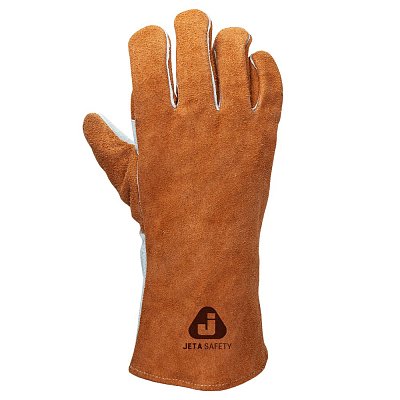 JWK401 Ferrus Active 10/XL Перчатки сварщика Jeta Safety с крагой из спилковой кожи с подкладкой из хлопчатобумажной ткани и флиса, с дополнительной накладкой на ладони, цвет коричневый/серый (упак.12 пар)